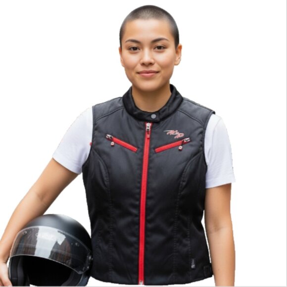 Harley-Davidson Jackets & Blazers - Harley-Davidson Women’s Polyester Black/Orange Vest Size Large Thinsulate